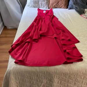 High low wrap evening gown